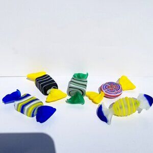 5Pcs Vintage Murano Handblown Venetian art Glass Wrapped Candy Pieces from Italy